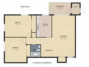 2 bedroom 1 bath