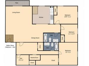 3 bedroom 2 bath with den