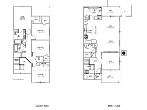 4-bedroom new duplex on Schofield, Wheeler, HMR, floor plan, 1950 sq ft, 4 bedrooms, 2.5 baths, fenced in, one car garage