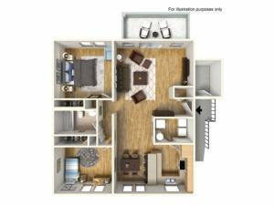 2 Bdrm Floor Plan | army hawaii housing | Island Palm Communities