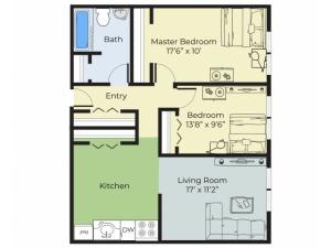 2 Bdrm Floor Plan | Apartment For Rent In South Lawrence MA | Princeton at Mount Vernon