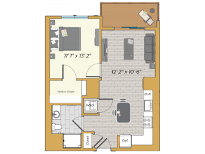 1 Bedroom w/ Balcony floor plan image