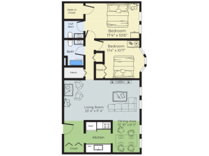 2 Bedroom Floor Plan | Apartment Nashua Nh | Boulder Park