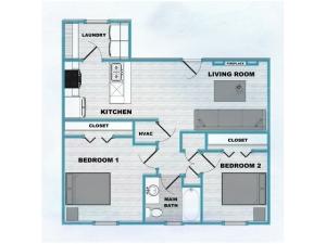 Trails End 2 Bed 1 Bath Floor Plan