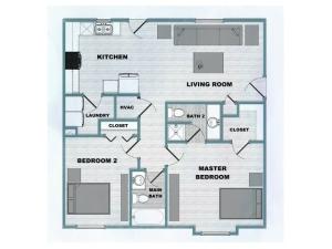 Trails End 2 Bed 2 Bath Floor Plan