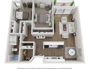 Two Bedroom One Bath Floorplan