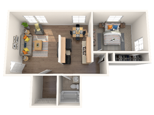 One Bedroom One Bath 670 SF