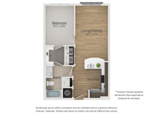 Regal Floor Plan | 1 Bedroom with 1 Bath | 620 Square Feet | The Melrose | Apartment Homes