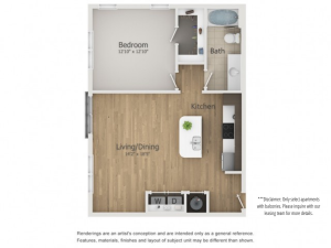 Embassy Floor Plan | 1 Bedroom with 1 Bath | 782 Square Feet | The Melrose | Apartment Homes