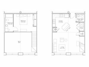 1X1.5-A17L Floor Plan | 1 Bedroom with 1.5 Bath | 754 Square Feet | Alpha Mill | Apartment Homes