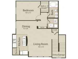The St. Charles Floor Plan | 1 Bedroom with 1 Bath | 880 Square Feet | Enclave on Golden Triangle | Apartment Homes