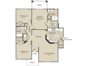 The Pennsylvania Floor Plan | 3 Bedroom with 2 Bath | 1411 Square Feet | Enclave on Golden Triangle | Apartment Homes