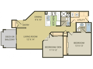 Chesapeake Floor Plan | 2 Bedroom with 2 Bath | 980 Square Feet | Fox Point in Old Farm | Apartment Homes