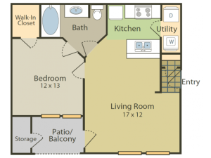 Degas A Floor Plan | 1 Bedroom with 1 Bath | 655 Square Feet | Stonebriar of Frisco | Apartment Homes