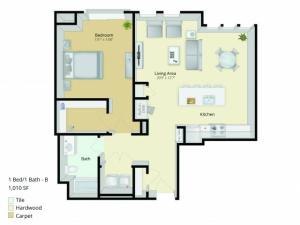 A4 Floor Plan | 1 Bedroom with 1 Bath | 1014 Square Feet | Cottonwood One Upland | Apartment Homes