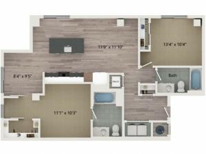 B1 Floor Plan | 2 Bedroom with 2 Bath | 1084 Square Feet | Sugarmont | Apartment Homes