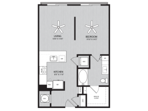 Ashcat Floor Plan | Studio with 1 Bath | 663 Square Feet | Alton Optimist Park | Apartment Homes