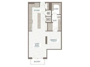 S1-Liberty Floor Plan | 1 Bedroom with 1 Bath | 730 Square Feet | The Hudson | Apartment Homes