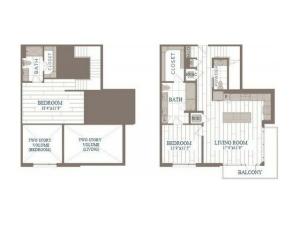 B50b-Brooklyn Floor Plan | 2 Bedroom with 2.5 Bath | 1404 Square Feet | The Hudson | Apartment Homes