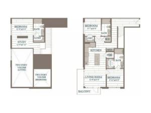 C60b-Queens Floor Plan | 3 Bedroom with 3 Bath | 1435 Square Feet | The Hudson | Apartment Homes