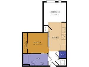 S2 Floor Plan | Studio with 1 Bath | 601 Square Feet | Alton East| Apartment Homes