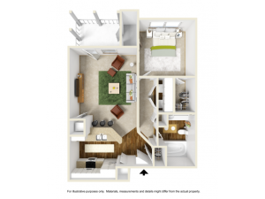 Iris with Sunroom Renovated Floor Plan | 1 Bedroom with 1 Bath | 697 Square Feet | Summer Park | Apartment Homes