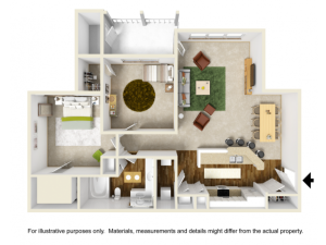 Laurel Floor Plan | 2 Bedroom with 1 Bath | 1053 Square Feet | Summer Park | Apartment Homes