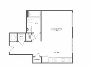 489 square foot studio one bath floor plan image