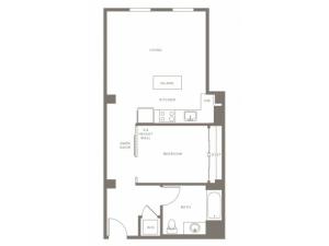 710 square foot one bedroom one bath apartment floorplan image