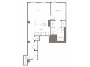 815 square foot one bedroom one bath apartment floorplan image