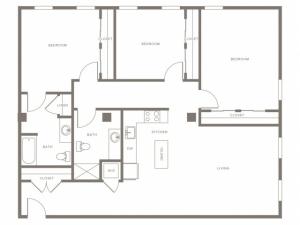 1472 square foot three bedroom two bath floor plan image