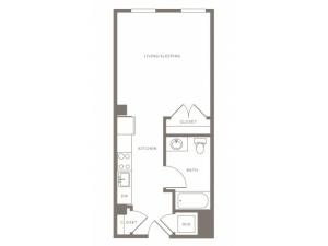 446 square foot studio one bath floor plan image