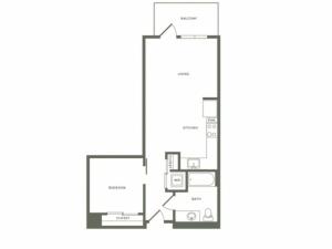 666- 671 square foot one bedroom one bath floor plan image