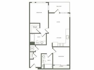 999-1008 square foot two bedroom two bath floor plan image
