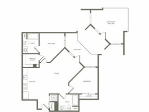 1053-1057 square foot two bedroom two bath floor plan image