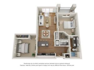One Bedroom Flex w/Den - B5