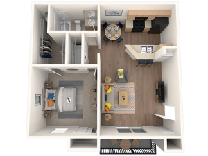 one bedroom, one bathroom apartment home