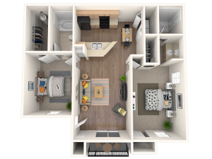two bedroom, two bathroom apartment home