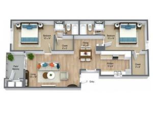 Two Bedroom/ Two Bath 980 sq feet