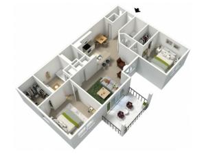 Two Bedroom, Two Bath