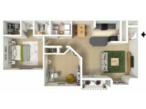 One Bedroom, One and a half Bath, with Den