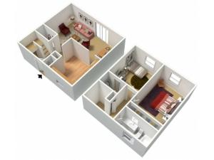 Pecan: Two Bedroom, One and a half Bath