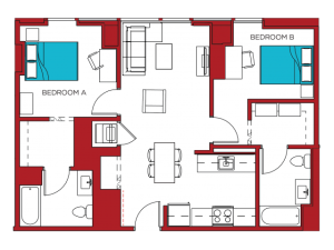 B3 | 2 bed 2 bath | from 895 square feet