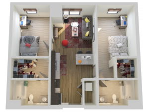 2X2 | 2 bed 2 bath | from 799 square feet