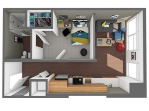 1x1 | 1 bed 1 bath | from 457 square feet