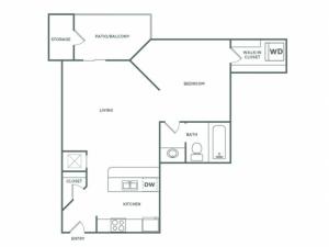577 sq ft 1 bed 1 bath Premium