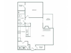 871 sq ft 1 bed 1 bath B Premium