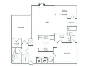 1241 sq ft 2 bed 2 bath Elite