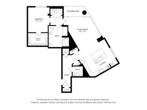 A8 1 bed 1.5 bath - 1178Square Feet