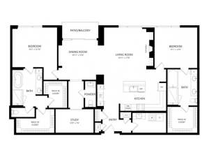 PH-D 2 bed 2.5 bath - 2014 Square Feet